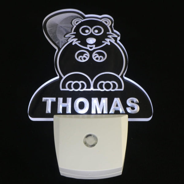 ADVPRO Beaver Personalized Night Light Baby Kids Name Day/ Night Sensor LED Sign ws1020-tm - White