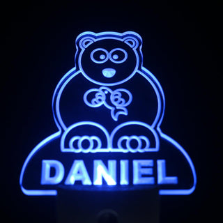 ADVPRO Bear Personalized Night Light Baby Kids Name Day/Night Sensor LED Sign ws1022-tm - Blue