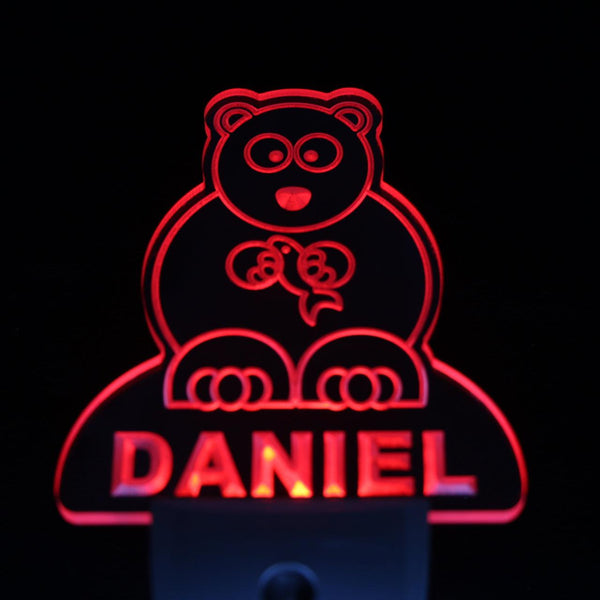 ADVPRO Bear Personalized Night Light Baby Kids Name Day/Night Sensor LED Sign ws1022-tm - Red