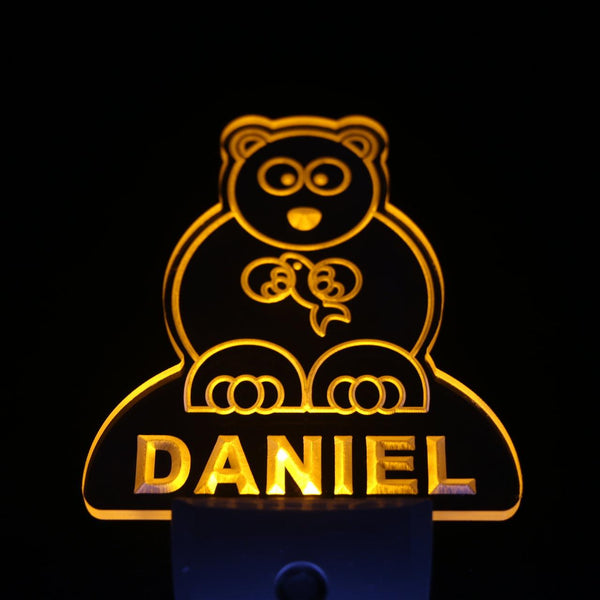 ADVPRO Bear Personalized Night Light Baby Kids Name Day/Night Sensor LED Sign ws1022-tm - Yellow