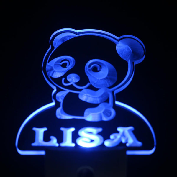 ADVPRO Panda Personalized Night Light Baby Kids Name Day/Night Sensor LED Sign ws1024-tm - Blue