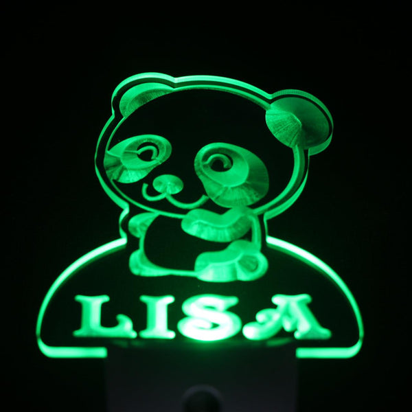 ADVPRO Panda Personalized Night Light Baby Kids Name Day/Night Sensor LED Sign ws1024-tm - Green