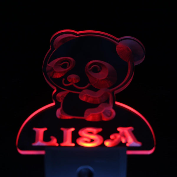 ADVPRO Panda Personalized Night Light Baby Kids Name Day/Night Sensor LED Sign ws1024-tm - Red