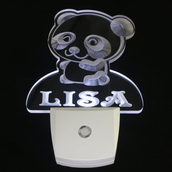 ADVPRO Panda Personalized Night Light Baby Kids Name Day/Night Sensor LED Sign ws1024-tm - White