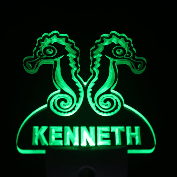 ADVPRO Seahorse Personalized Night Light Baby Kids Name Day/Night Sensor LED Sign ws1028-tm - Green