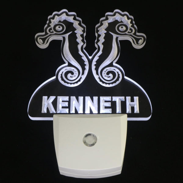 ADVPRO Seahorse Personalized Night Light Baby Kids Name Day/Night Sensor LED Sign ws1028-tm - White