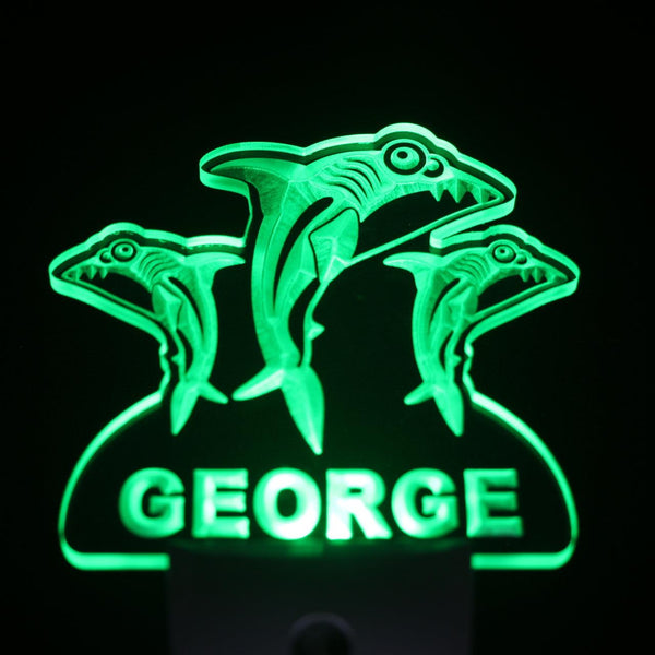 ADVPRO Sharks Personalized Night Light Baby Kids Name Day/Night Sensor LED Sign ws1030-tm - Green