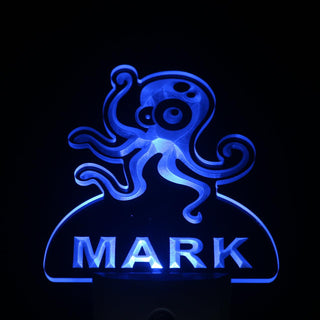 ADVPRO Octopus Personalized Night Light Name Day/Night Sensor LED Sign ws1032-tm - Blue