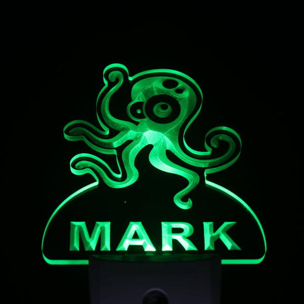 ADVPRO Octopus Personalized Night Light Name Day/Night Sensor LED Sign ws1032-tm - Green