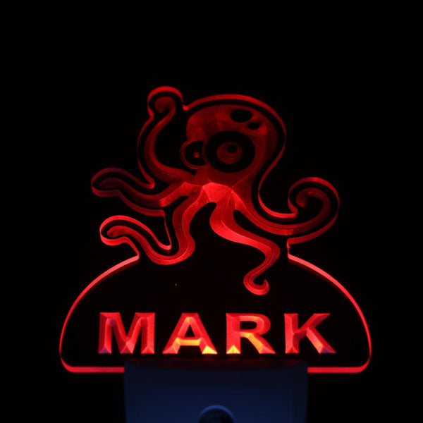 ADVPRO Octopus Personalized Night Light Name Day/Night Sensor LED Sign ws1032-tm - Red