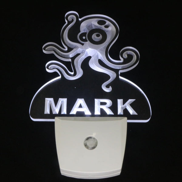 ADVPRO Octopus Personalized Night Light Name Day/Night Sensor LED Sign ws1032-tm - White