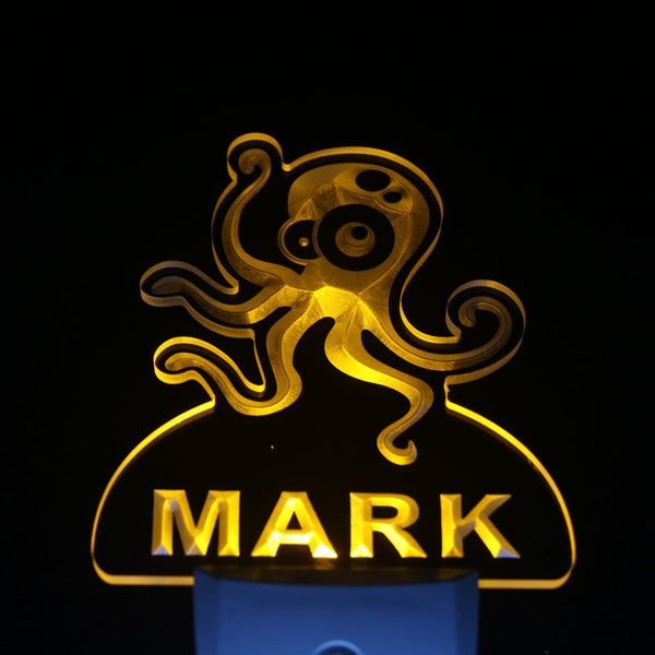 ADVPRO Octopus Personalized Night Light Name Day/Night Sensor LED Sign ws1032-tm - Yellow