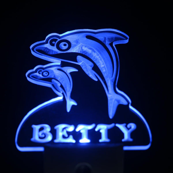 ADVPRO Dolphins Personalized Night Light Baby Kids Name Day/Night Sensor LED Sign ws1033-tm - Blue