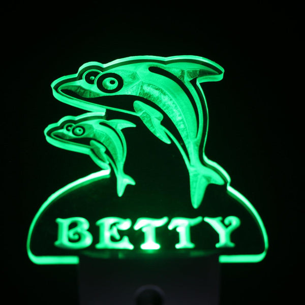 ADVPRO Dolphins Personalized Night Light Baby Kids Name Day/Night Sensor LED Sign ws1033-tm - Green