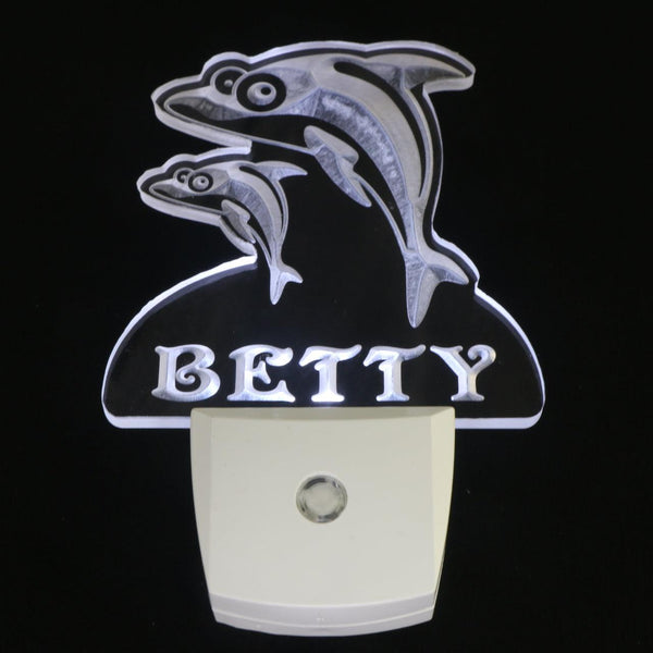 ADVPRO Dolphins Personalized Night Light Baby Kids Name Day/Night Sensor LED Sign ws1033-tm - White