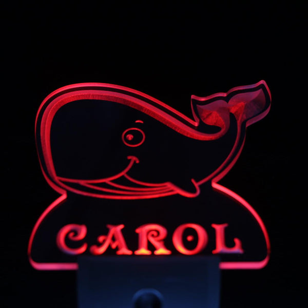 ADVPRO Whale Personalized Night Light Baby Kids Name Day/Night Sensor LED Sign ws1037-tm - Red