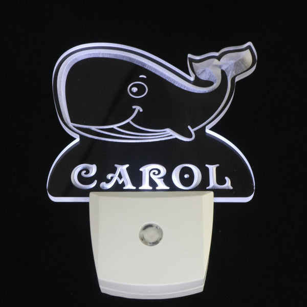 ADVPRO Whale Personalized Night Light Baby Kids Name Day/Night Sensor LED Sign ws1037-tm - White