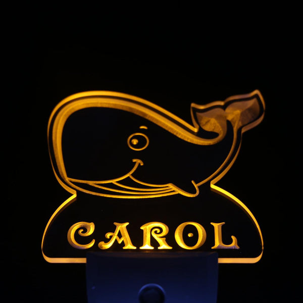 ADVPRO Whale Personalized Night Light Baby Kids Name Day/Night Sensor LED Sign ws1037-tm - Yellow