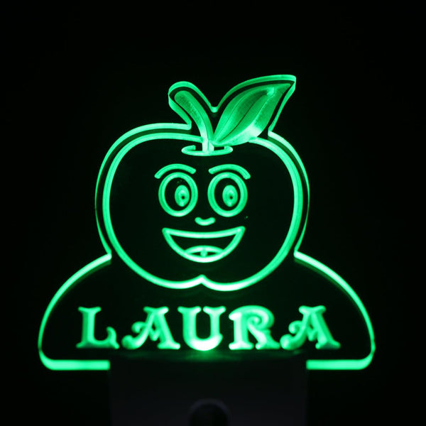 ADVPRO Apple Fruit Personalized Night Light Baby Kids Name Day/Night Sensor LED Sign ws1040-tm - Green