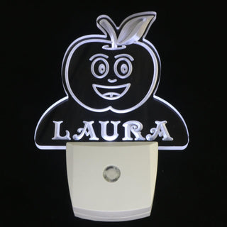 ADVPRO Apple Fruit Personalized Night Light Baby Kids Name Day/Night Sensor LED Sign ws1040-tm - White