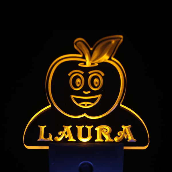 ADVPRO Apple Fruit Personalized Night Light Baby Kids Name Day/Night Sensor LED Sign ws1040-tm - Yellow