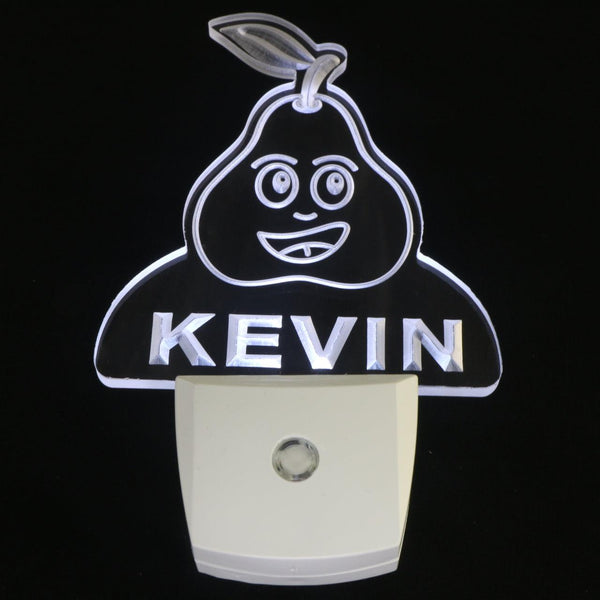 ADVPRO Pear Fruit Personalized Night Light Baby Kids Name Day/Night Sensor LED Sign ws1041-tm - White