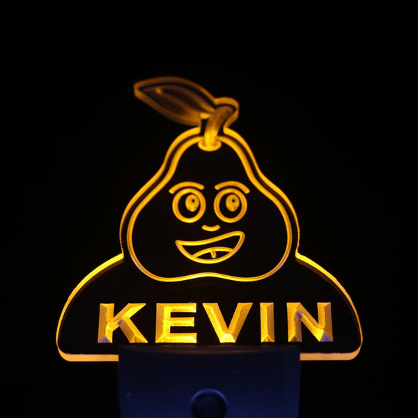 ADVPRO Pear Fruit Personalized Night Light Baby Kids Name Day/Night Sensor LED Sign ws1041-tm - Yellow