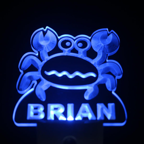 ADVPRO Crab Cartoon Personalized Night Light Baby Kids Name Day/Night Sensor LED Sign ws1044-tm - Blue