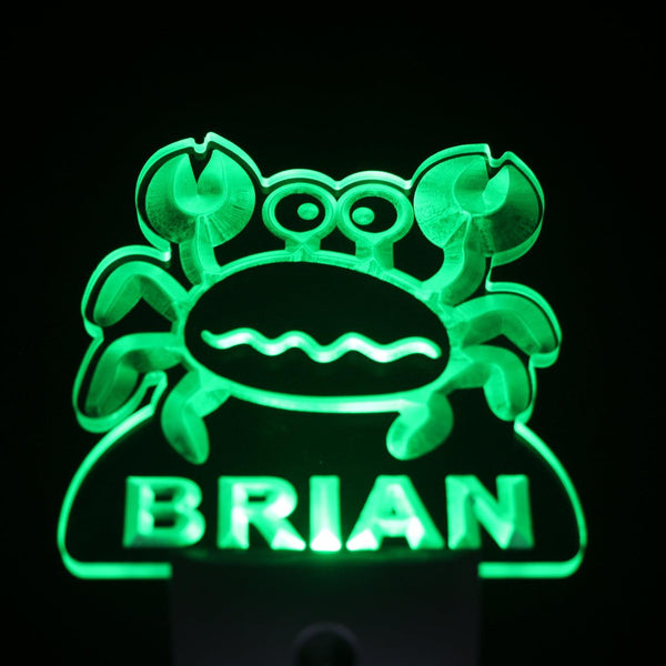 ADVPRO Crab Cartoon Personalized Night Light Baby Kids Name Day/Night Sensor LED Sign ws1044-tm - Green