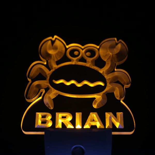 ADVPRO Crab Cartoon Personalized Night Light Baby Kids Name Day/Night Sensor LED Sign ws1044-tm - Yellow