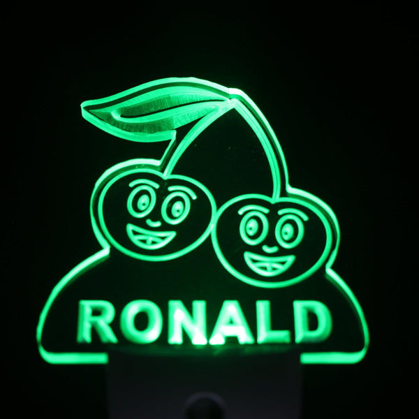 ADVPRO Cherry Fruit Personalized Night Light Baby Kids Name Day/Night Sensor LED Sign ws1045-tm - Green