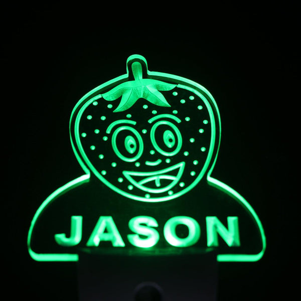 ADVPRO Strawberry Personalized Night Light Baby Kids Name Day/Night Sensor LED Sign ws1046-tm - Green