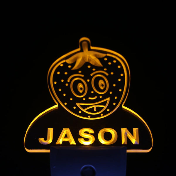 ADVPRO Strawberry Personalized Night Light Baby Kids Name Day/Night Sensor LED Sign ws1046-tm - Yellow