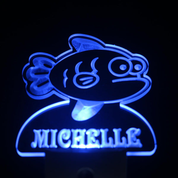 ADVPRO Cute Fish Personalized Night Light Baby Kids Name Day/Night Sensor LED Sign ws1048-tm - Blue