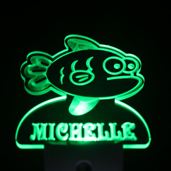 ADVPRO Cute Fish Personalized Night Light Baby Kids Name Day/Night Sensor LED Sign ws1048-tm - Green
