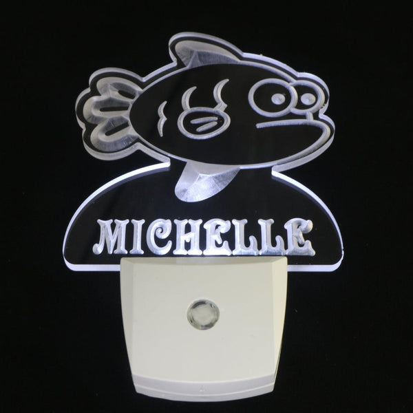 ADVPRO Cute Fish Personalized Night Light Baby Kids Name Day/Night Sensor LED Sign ws1048-tm - White