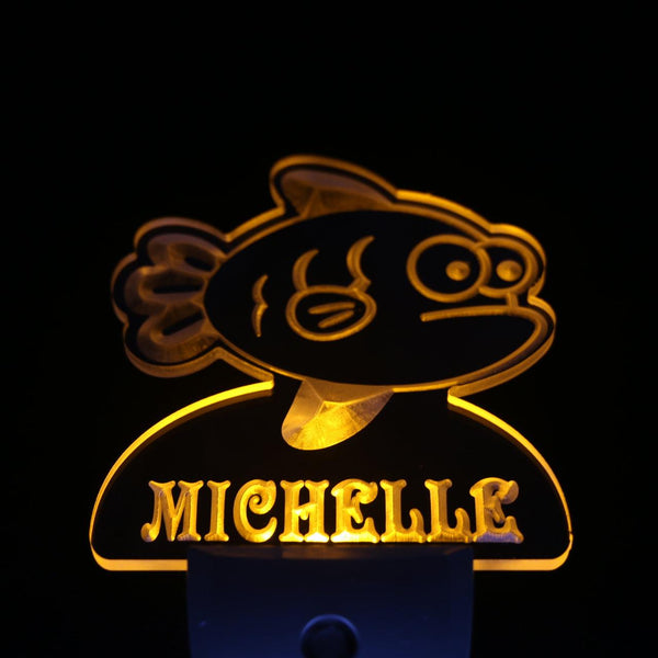 ADVPRO Cute Fish Personalized Night Light Baby Kids Name Day/Night Sensor LED Sign ws1048-tm - Yellow
