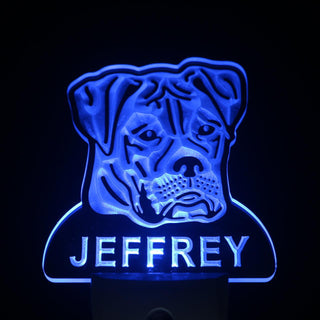 ADVPRO American Bulldog Personalized Night Light Name Day/Night Sensor LED Sign ws1052-tm - Blue