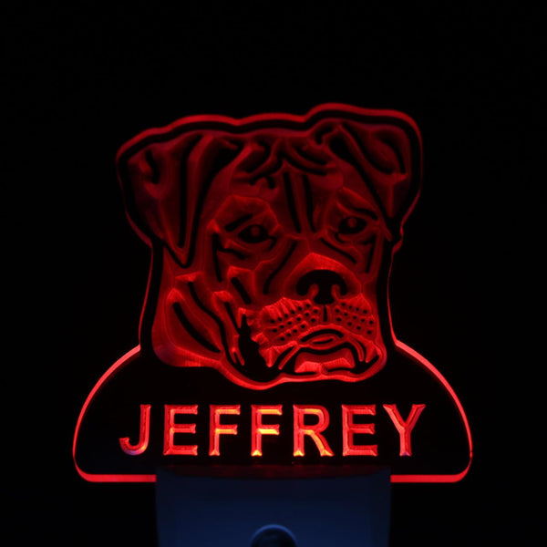 ADVPRO American Bulldog Personalized Night Light Name Day/Night Sensor LED Sign ws1052-tm - Red