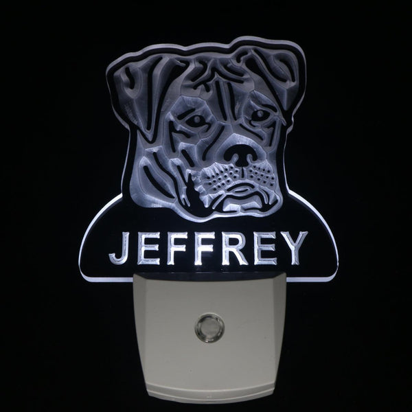 ADVPRO American Bulldog Personalized Night Light Name Day/Night Sensor LED Sign ws1052-tm - White