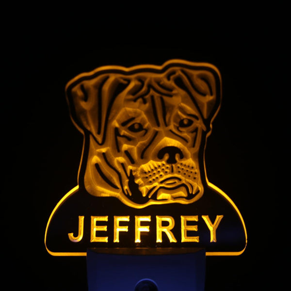 ADVPRO American Bulldog Personalized Night Light Name Day/Night Sensor LED Sign ws1052-tm - Yellow