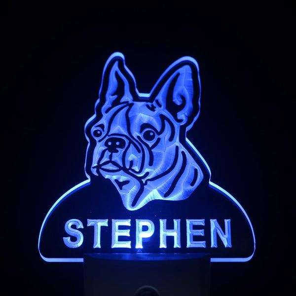 ADVPRO Boston Terrier Personalized Night Light Name Day/Night Sensor LED Sign ws1056-tm - Blue