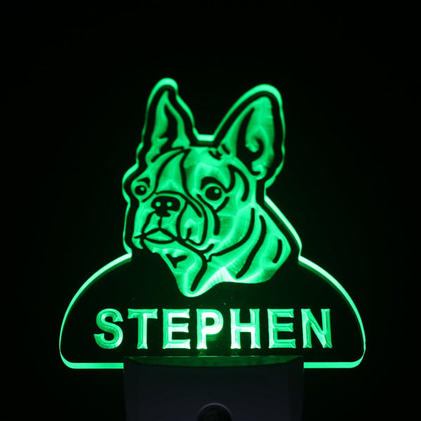 ADVPRO Boston Terrier Personalized Night Light Name Day/Night Sensor LED Sign ws1056-tm - Green