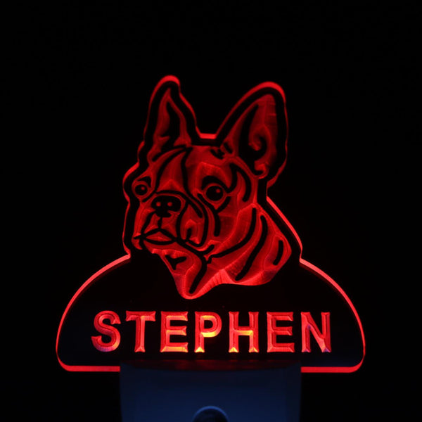 ADVPRO Boston Terrier Personalized Night Light Name Day/Night Sensor LED Sign ws1056-tm - Red