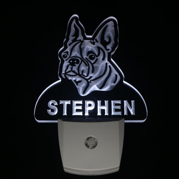 ADVPRO Boston Terrier Personalized Night Light Name Day/Night Sensor LED Sign ws1056-tm - White