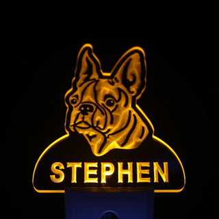 ADVPRO Boston Terrier Personalized Night Light Name Day/Night Sensor LED Sign ws1056-tm - Yellow
