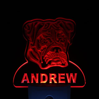 ADVPRO Boxer Dog Personalized Night Light Name Day/Night Sensor LED Sign ws1057-tm - Red