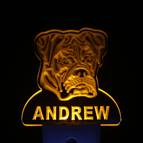ADVPRO Boxer Dog Personalized Night Light Name Day/Night Sensor LED Sign ws1057-tm - Yellow