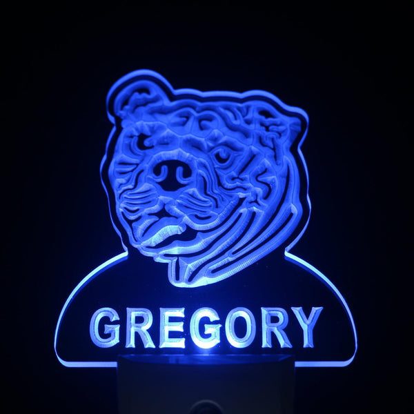 ADVPRO Bull Dog Personalized Night Light Name Day/Night Sensor LED Sign ws1059-tm - Blue