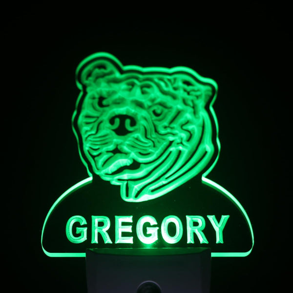 ADVPRO Bull Dog Personalized Night Light Name Day/Night Sensor LED Sign ws1059-tm - Green